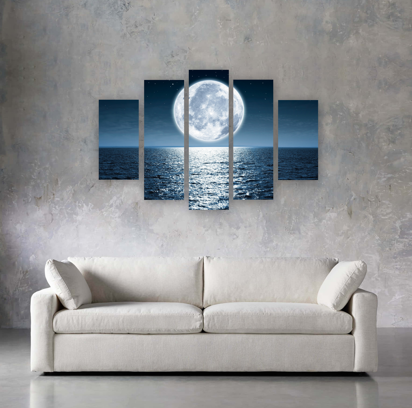 Cuadro Luna Sobre El Mar SET X5