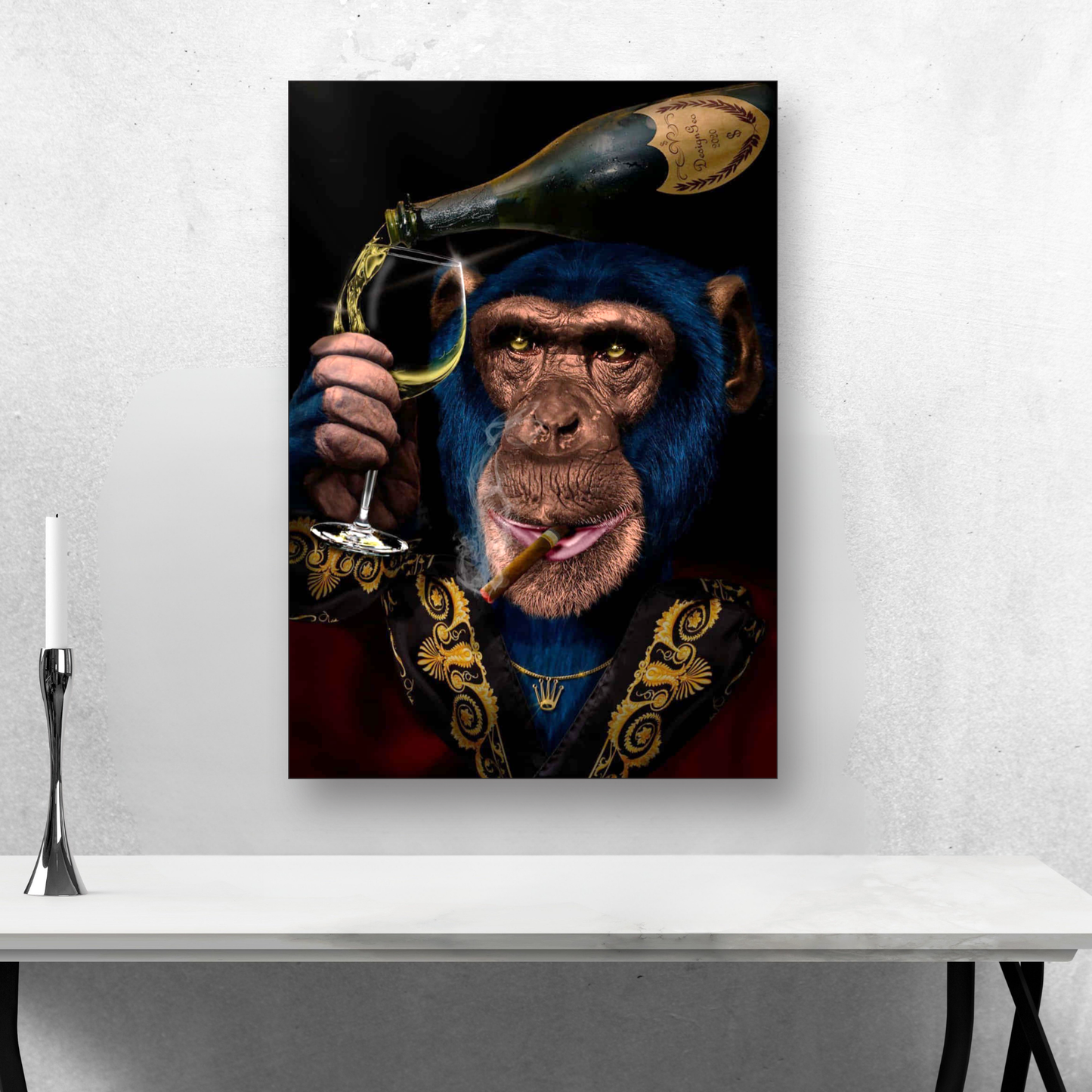Cuadro Simio Con Dom Pérignon