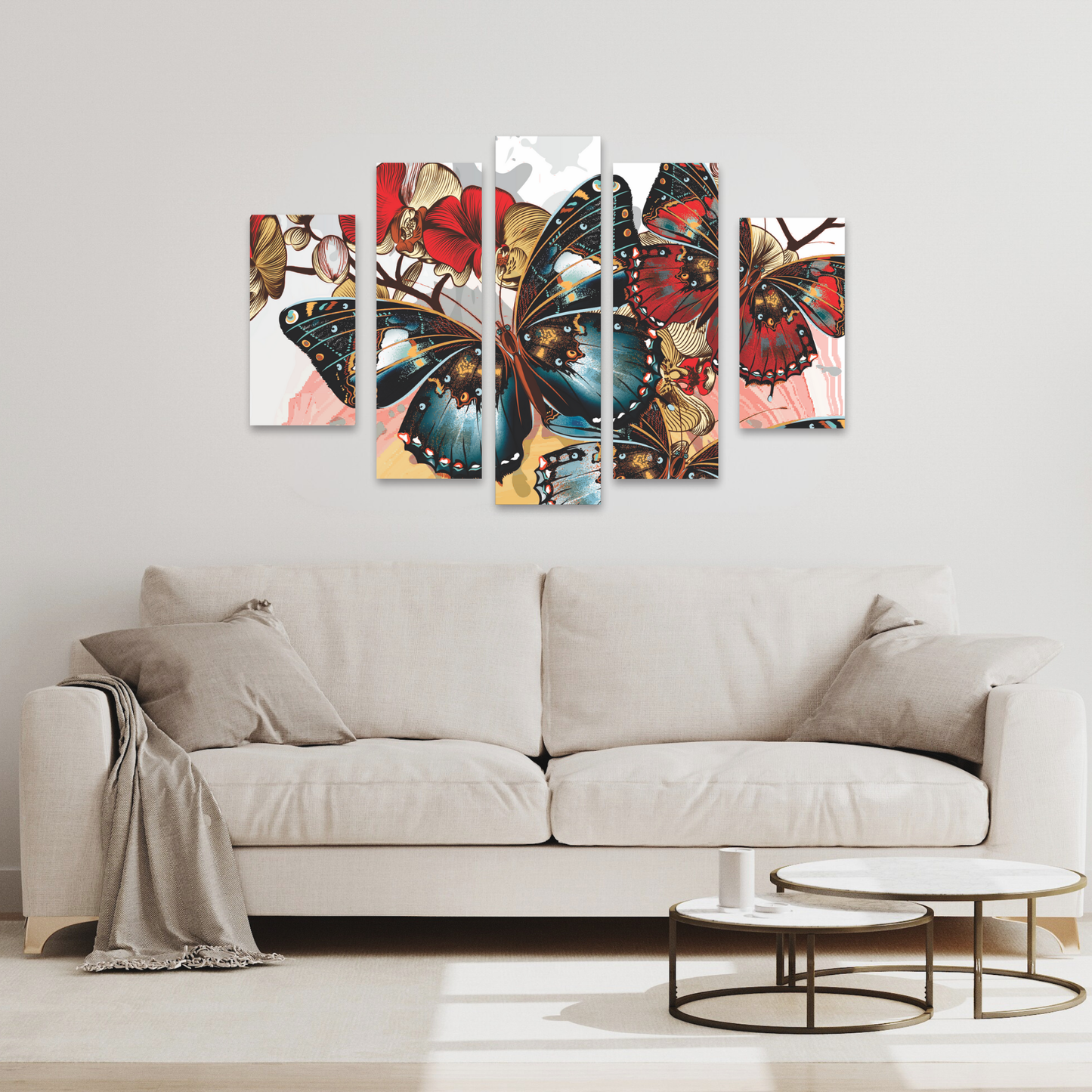 Cuadro Mariposa Roja SET X5