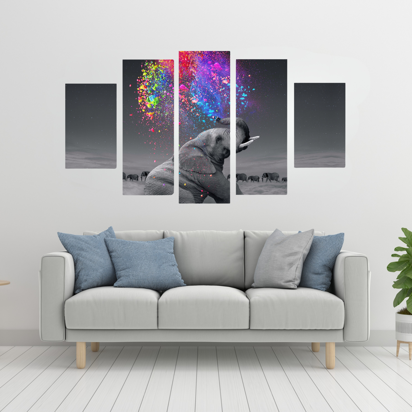Cuadro Elefante Colores SET X5