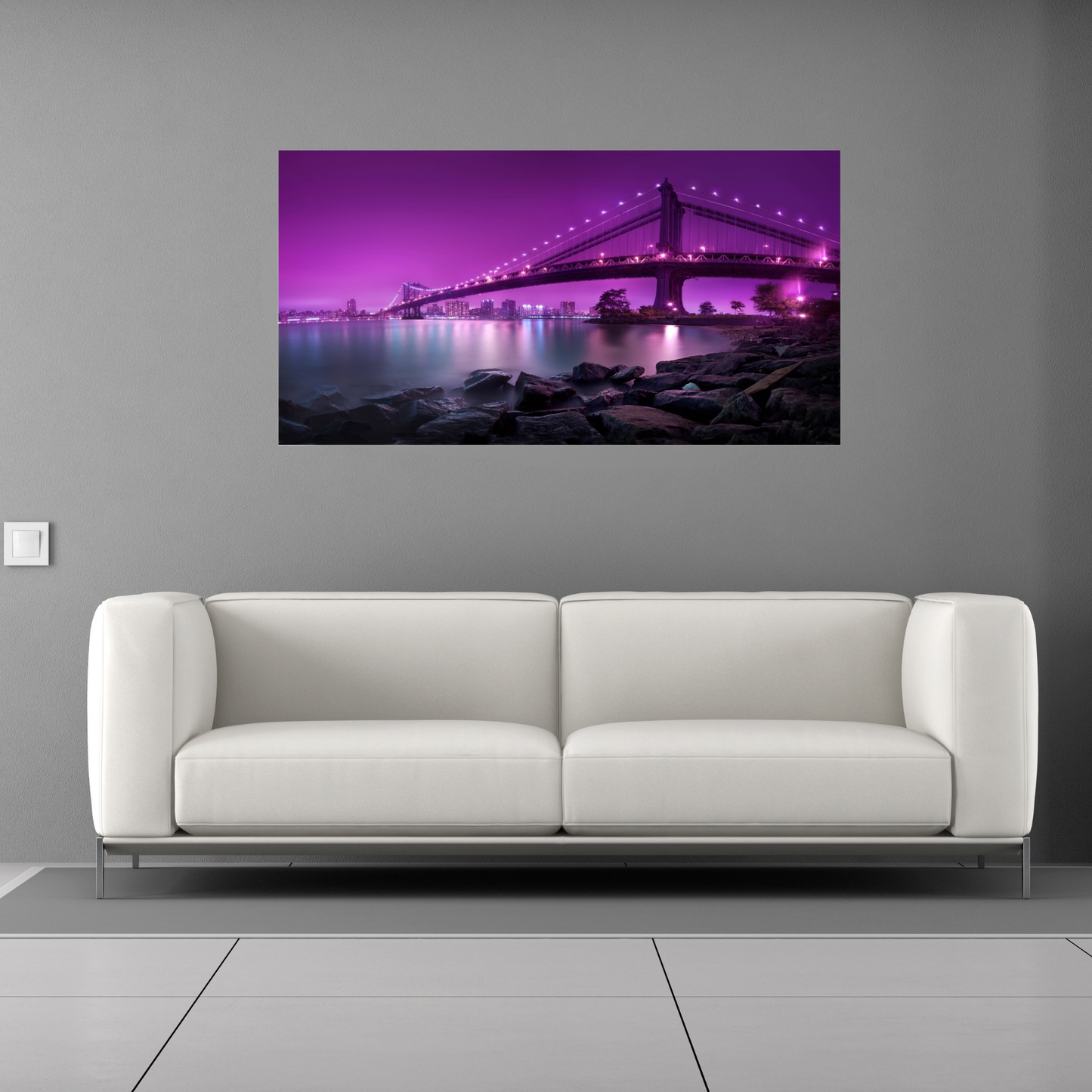 Cuadro Ciudad Fondo Morado