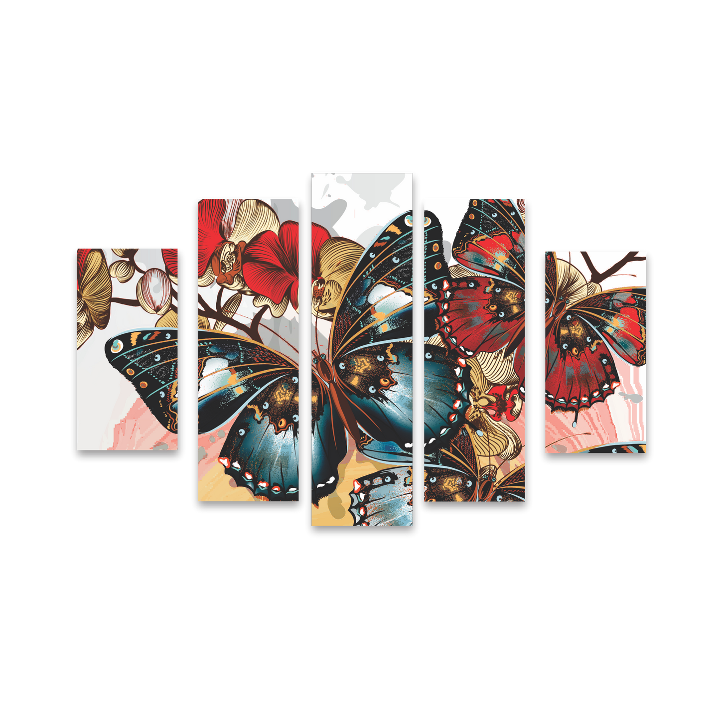 Cuadro Mariposa Roja SET X5