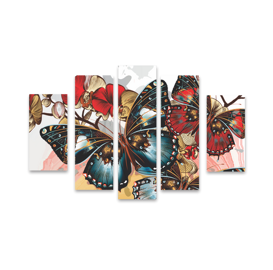 Cuadro Mariposa Roja SET X5