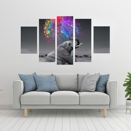 Cuadro Elefante Colores SET X5