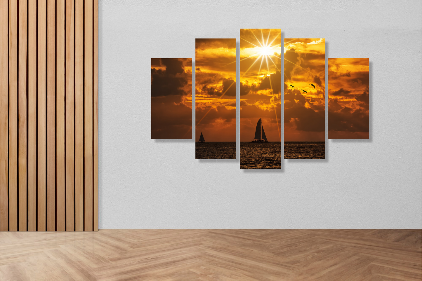 Cuadro Velero En Atardecer SET X5