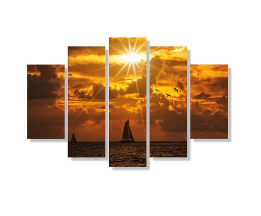 Cuadro Velero En Atardecer SET X5
